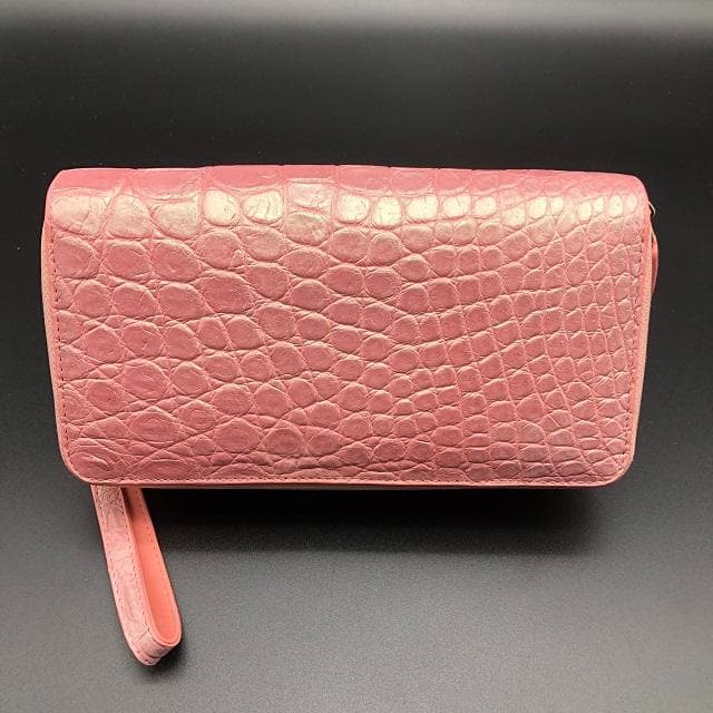 フォロー割適用　本物クロコ・パール・一枚革　シャムクロコダイル　ダブル　長財布2