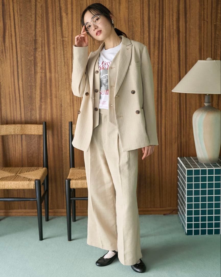 【新品未使用】 フリークスストア ダブルジャケット ワイドタックパンツ セット