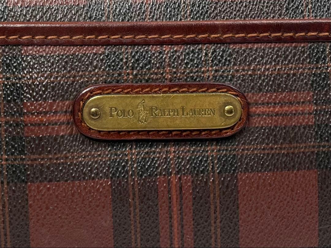 美品　ポロ ラルフ ローレン　タータンチェック柄　ショルダーバッグ　ブラウン