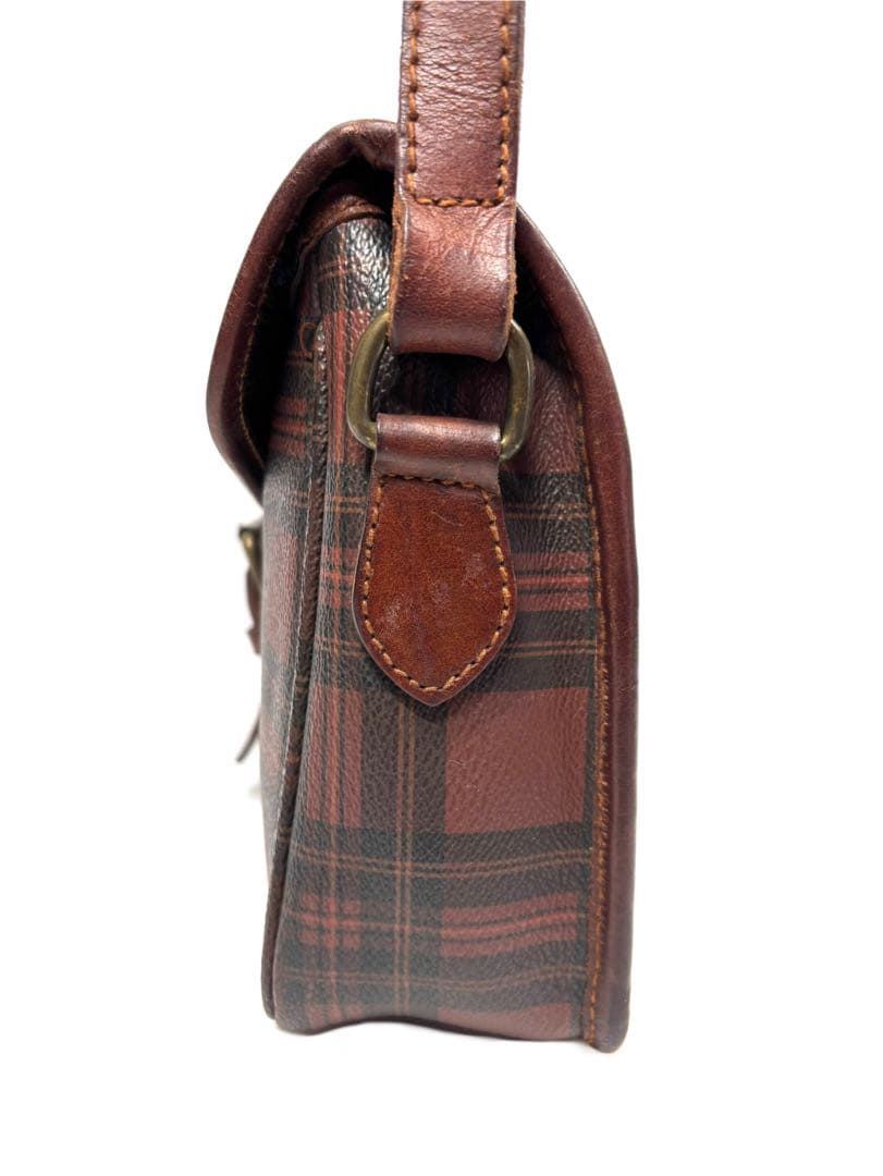 美品　ポロ ラルフ ローレン　タータンチェック柄　ショルダーバッグ　ブラウン
