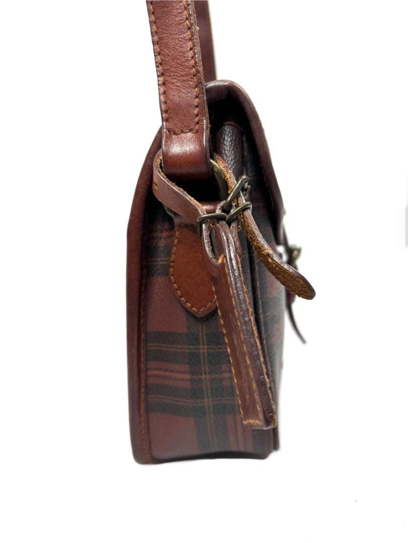 美品　ポロ ラルフ ローレン　タータンチェック柄　ショルダーバッグ　ブラウン