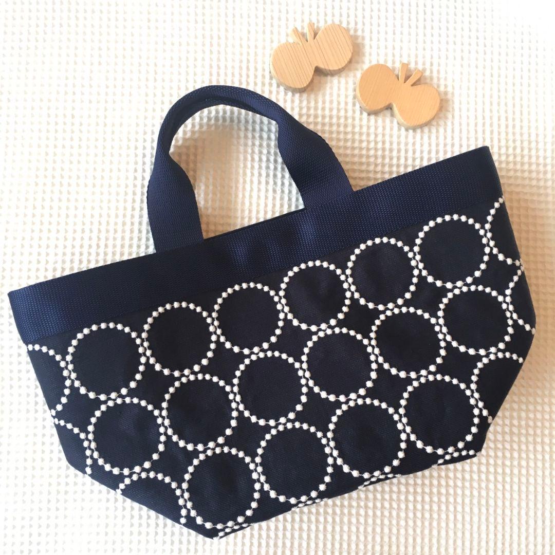 ミナペルホネン ハンドメイド トートバッグ タンバリン ネイビー