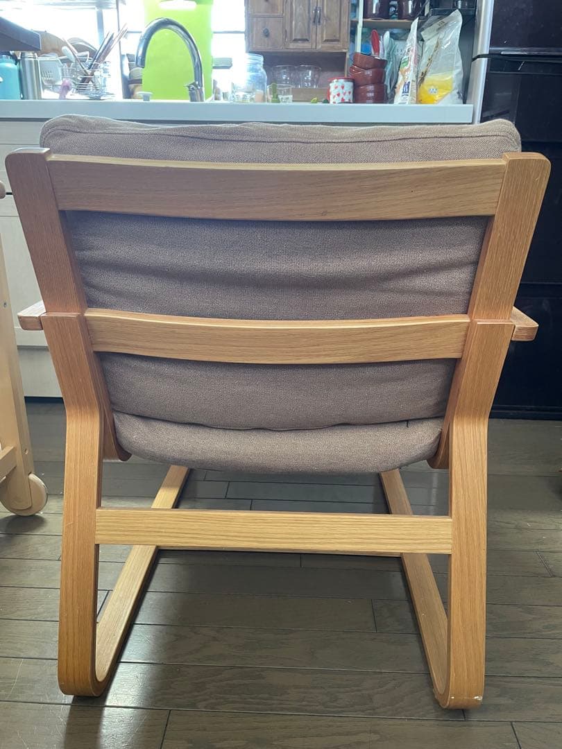 無印良品　リビングでもダイニングでも使えるソファチェア　ベージュ　アームチェア