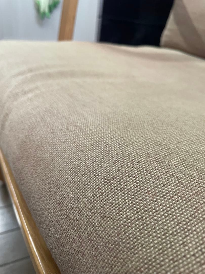 無印良品　リビングでもダイニングでも使えるソファチェア　ベージュ　アームチェア