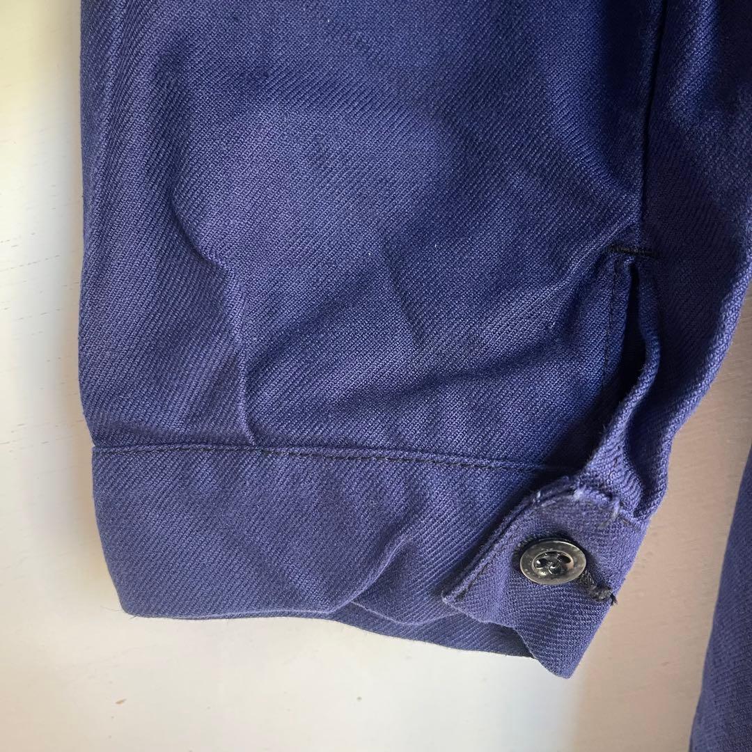 50s 60s フレンチ Vポケカバーオール ワークジャケット ユーロ 古着 青