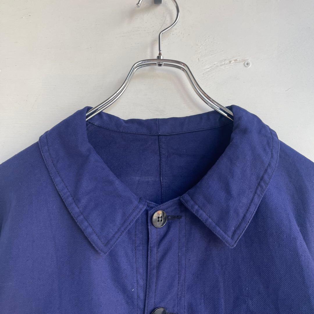 50s 60s フレンチ Vポケカバーオール ワークジャケット ユーロ 古着 青