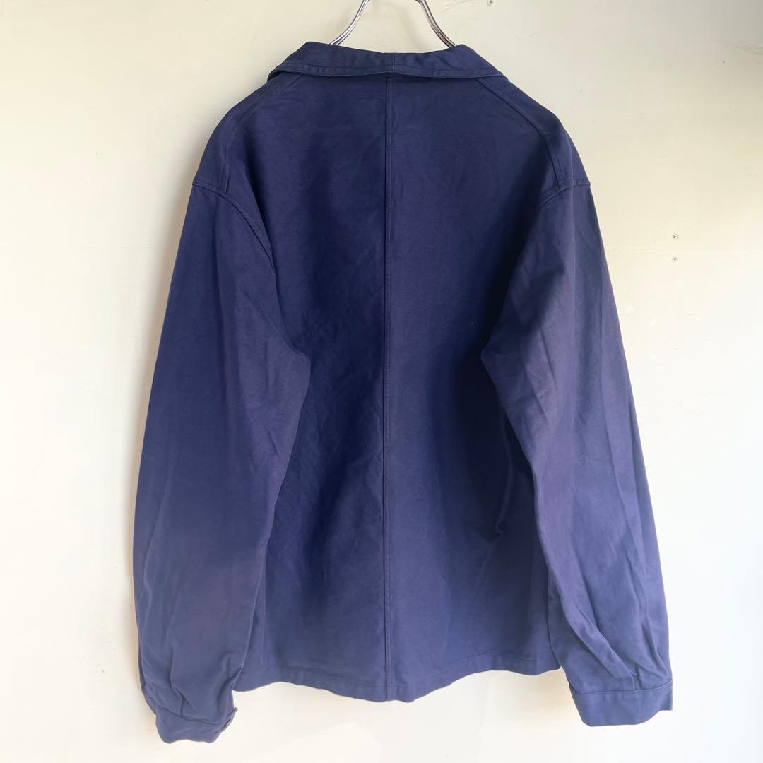 50s 60s フレンチ Vポケカバーオール ワークジャケット ユーロ 古着 青