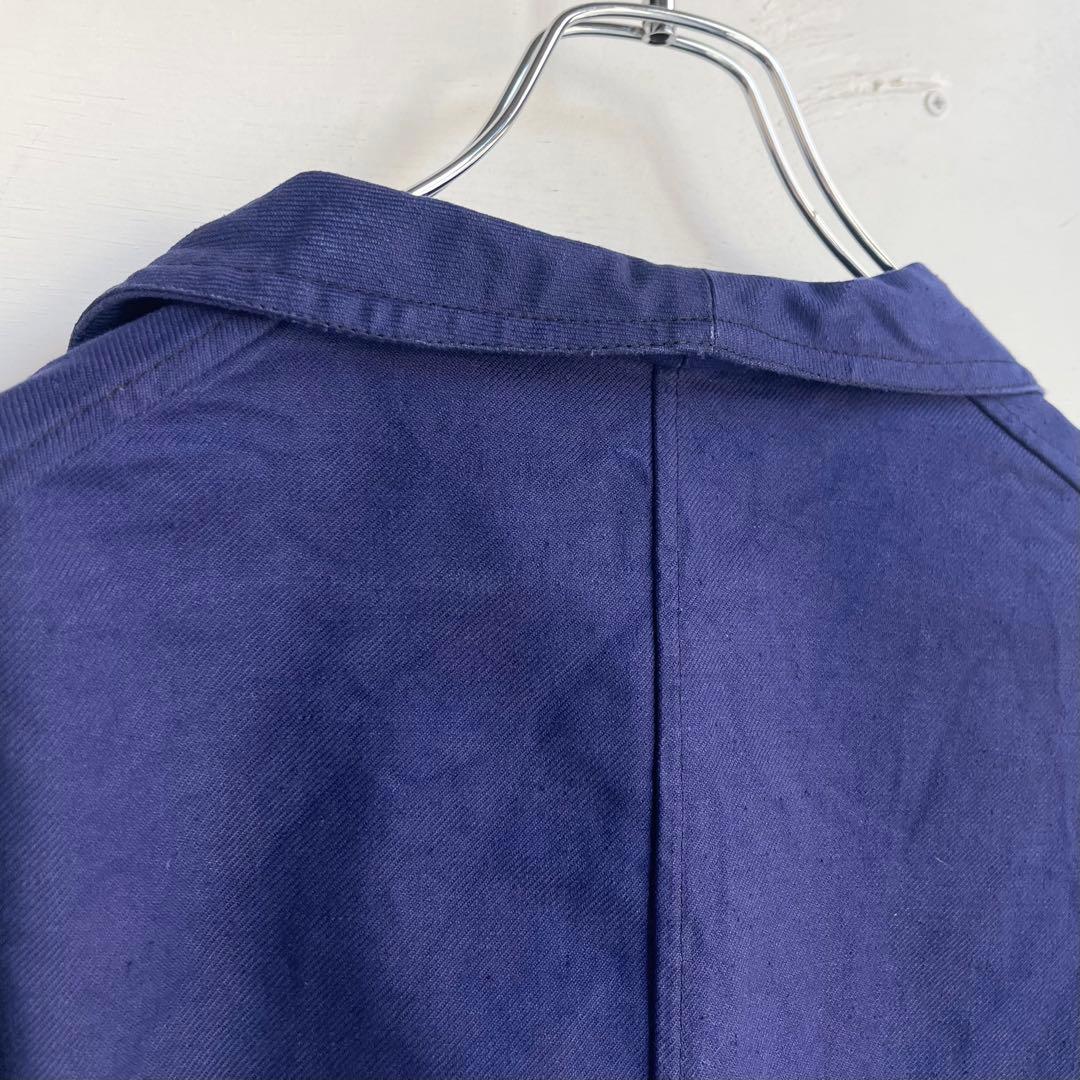 50s 60s フレンチ Vポケカバーオール ワークジャケット ユーロ 古着 青