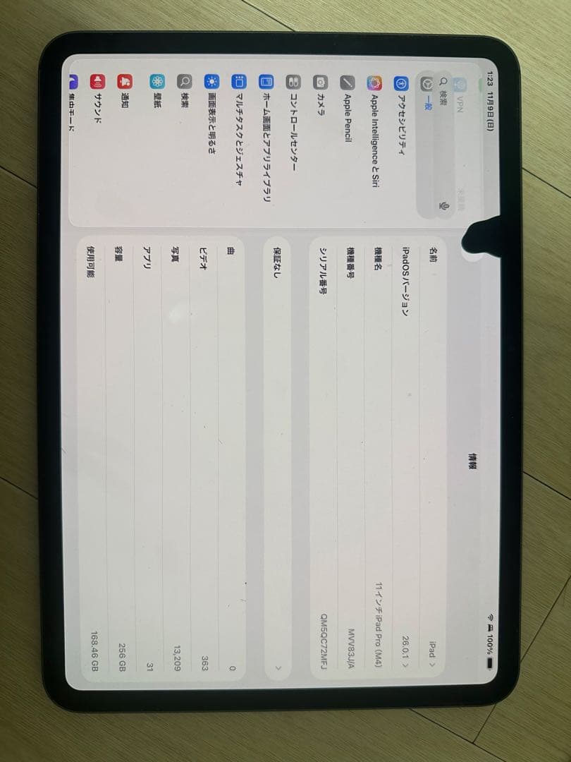 iPad Pro11インチ (M4)256GB WiFiモデル
