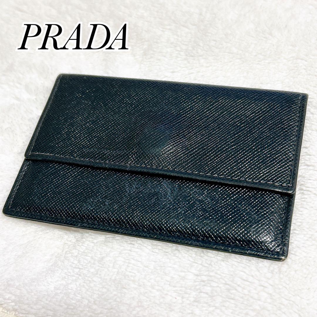 【極美品】PRADA プラダ　ブラック　レザー　カードケース　名刺入れ　イタリア
