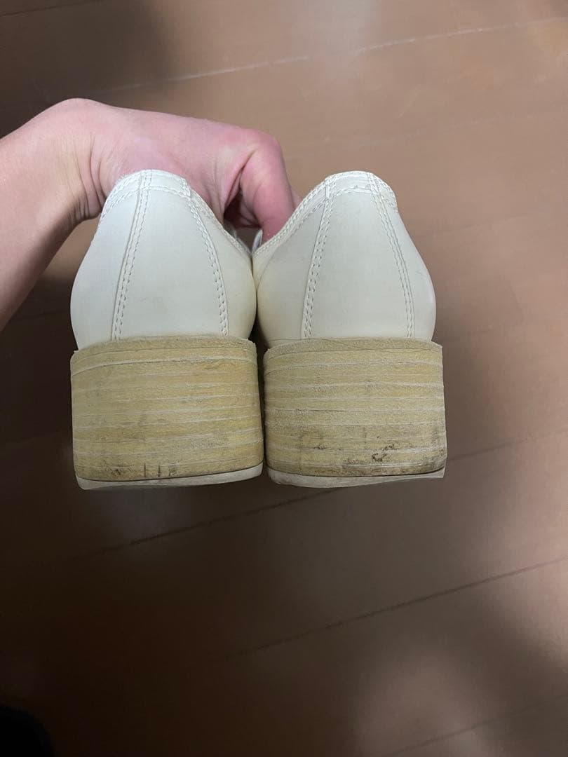 極美品　GUIDI 9082白色のレザーダービーブーツ