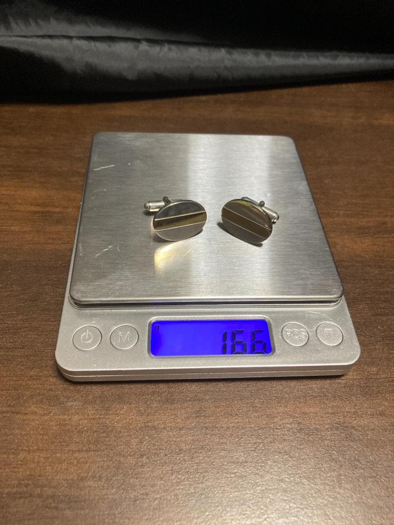 美品 ティファニー コンビ オーバル ラウンド ライン カフス 925 750