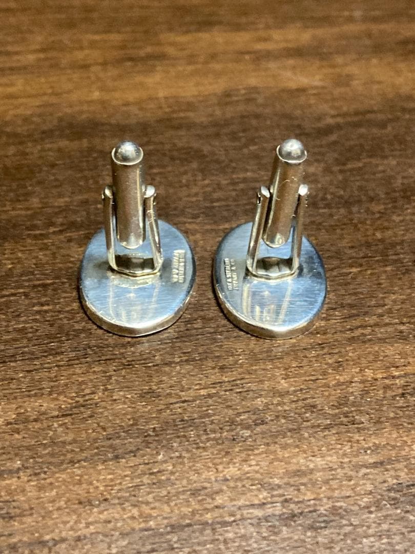 美品 ティファニー コンビ オーバル ラウンド ライン カフス 925 750