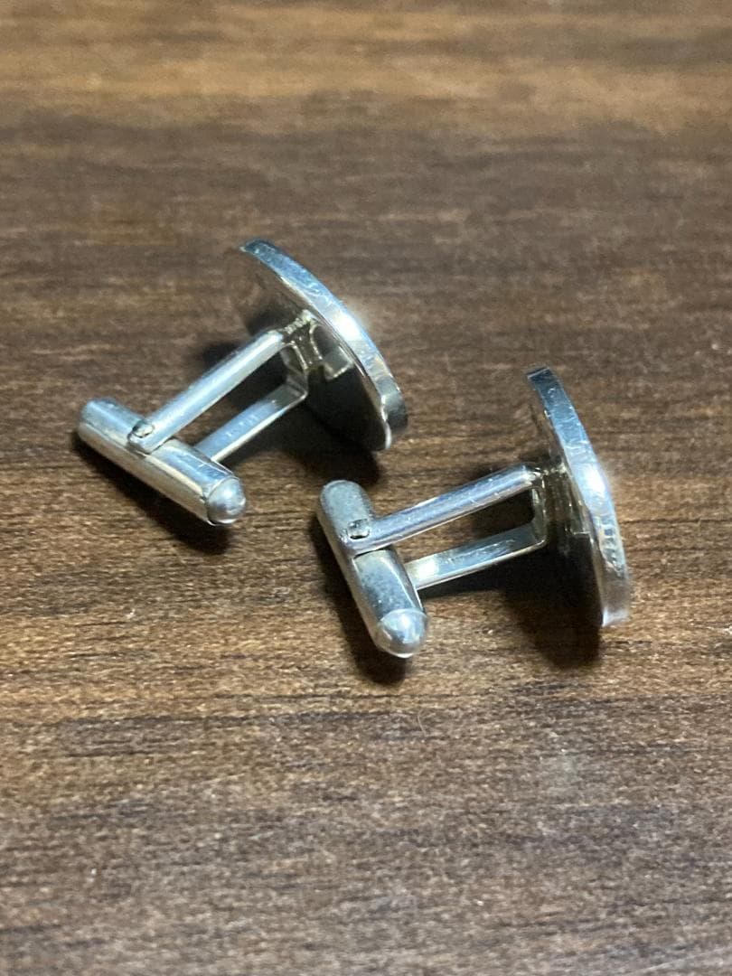 美品 ティファニー コンビ オーバル ラウンド ライン カフス 925 750