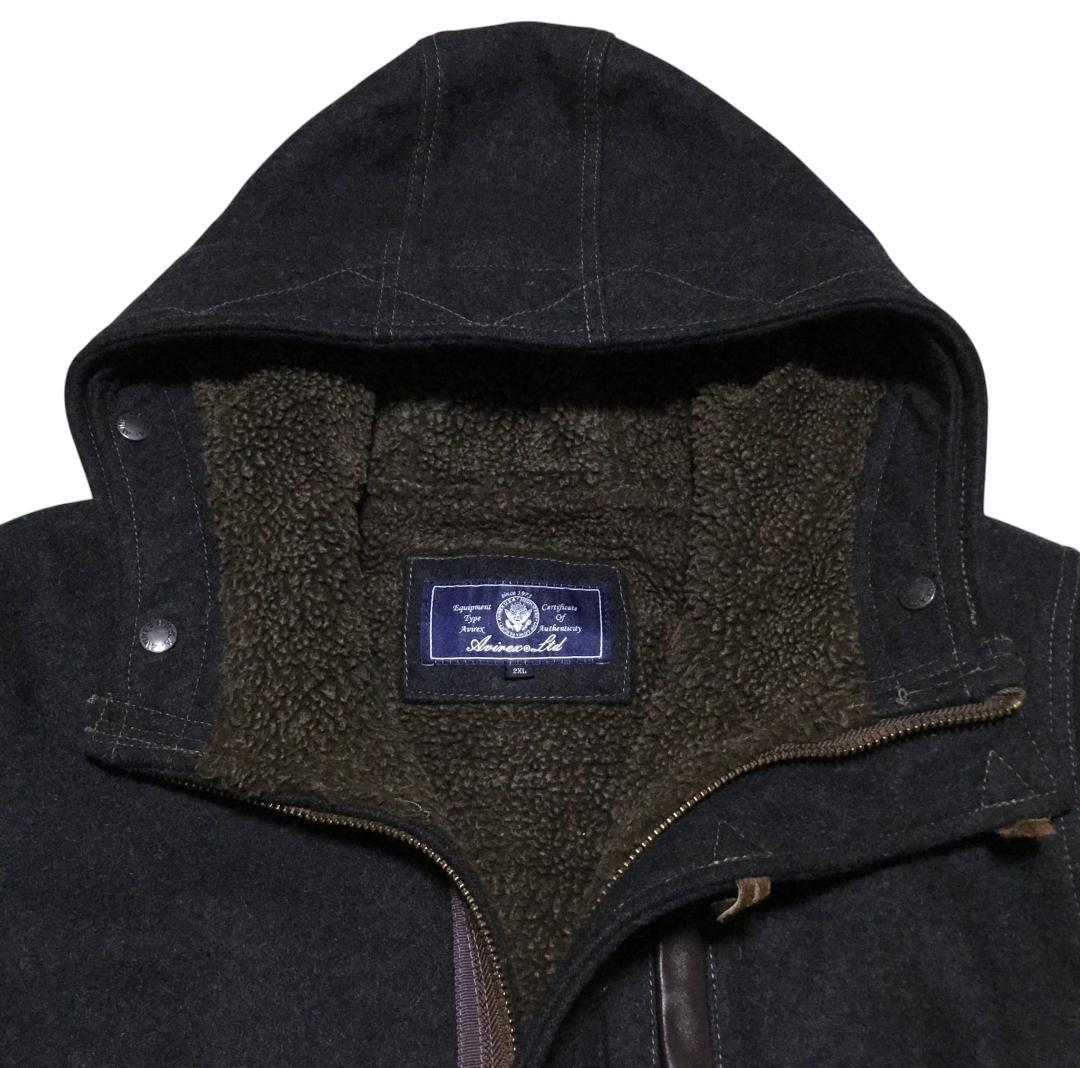 極美品 AVIREX ウール B-3 フライトジャケット 2XL グレー 裏ボア