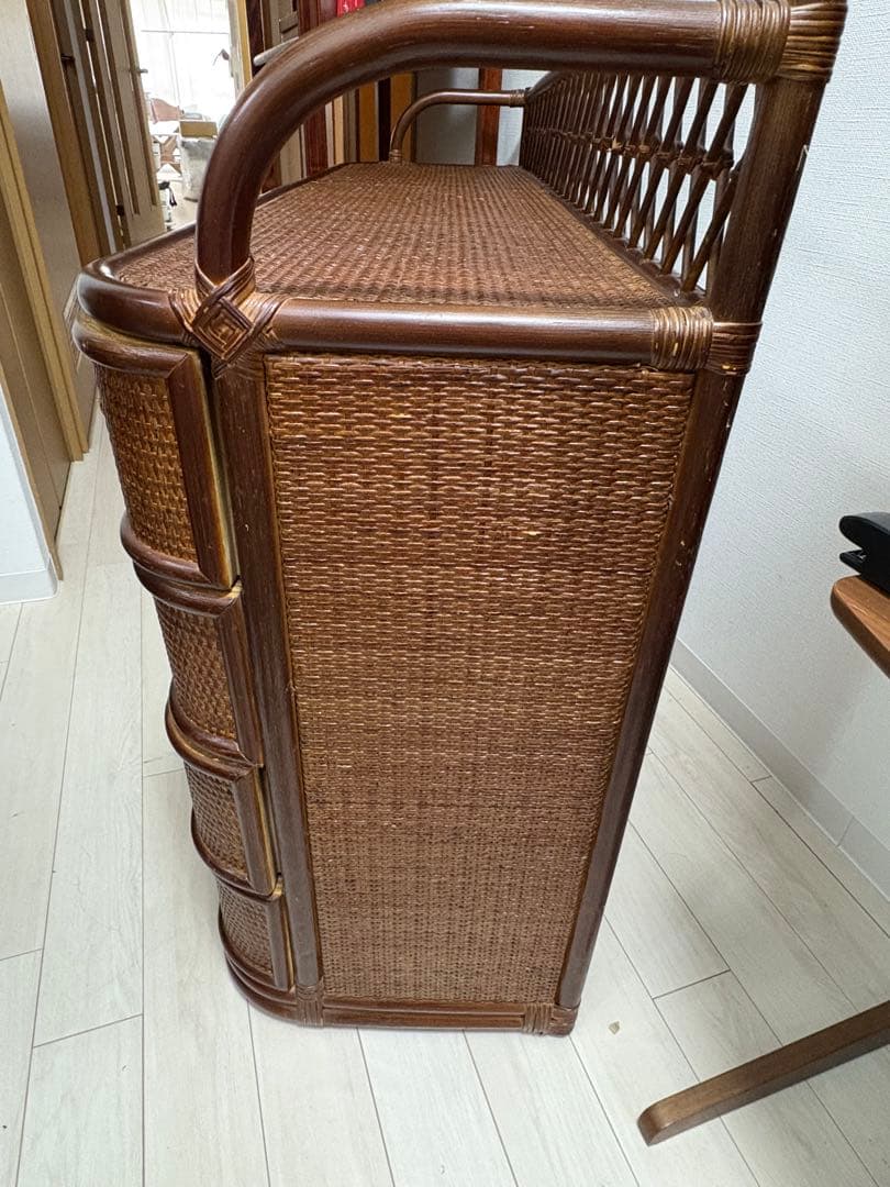 昭和レトロ ラタンチェスト サイドボード サイドチェスト 4段10杯 古家具