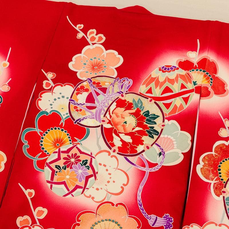 最高級新品正絹産着京友禅手描き美術、特撰盛本金、祝い四季花鼓毬古典上品遊戯文