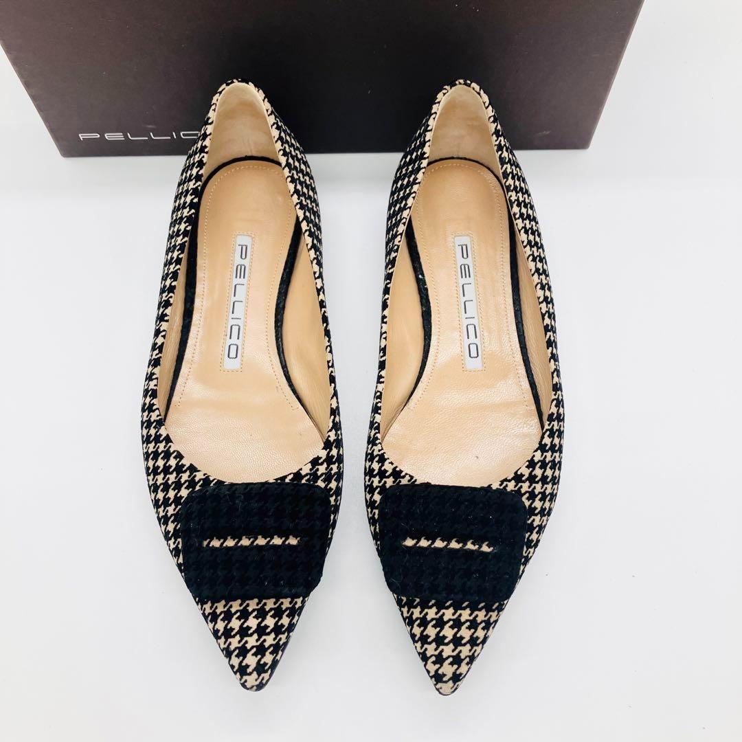 極美品✨ペリーコ　千鳥格子　フラット パンプス　チェック　アネッリ フィッビア