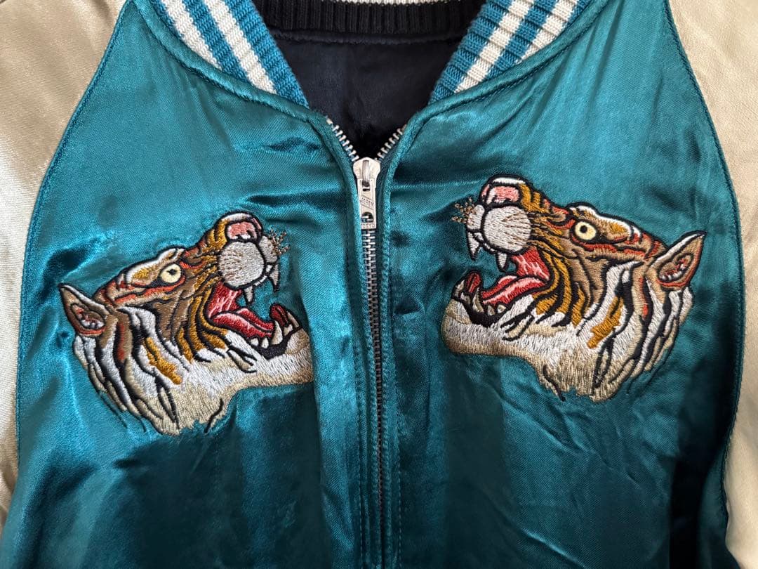 AVIREX 虎と桜刺繍のスカジャン ターコイズ リバーシブル 美品