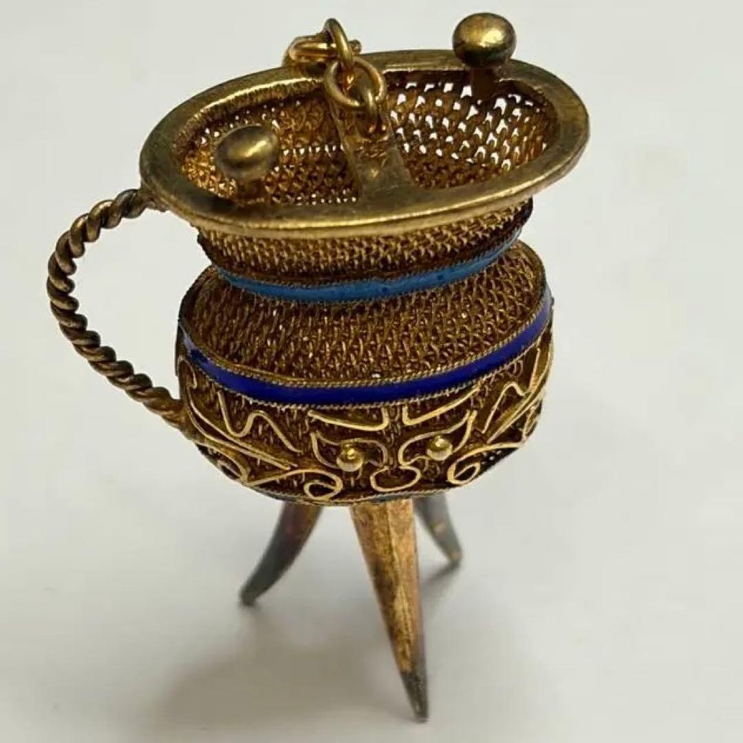 ヴィンテージ 1980年代 中国 SILVER 銀細工 七宝焼 ペンダントトップ