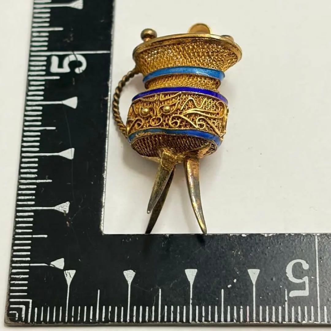 ヴィンテージ 1980年代 中国 SILVER 銀細工 七宝焼 ペンダントトップ