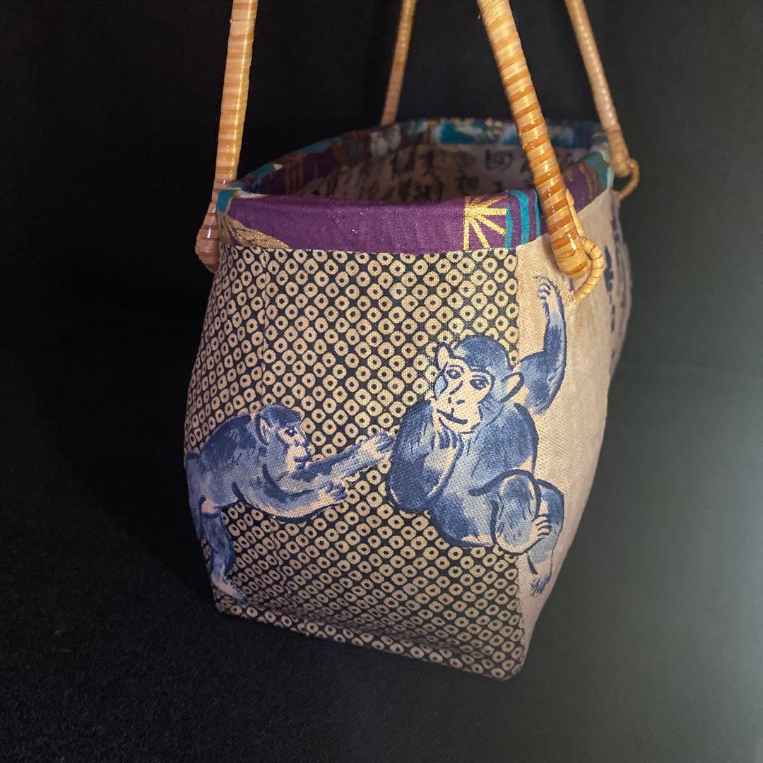 一閑張り　籠バック　見ざる聞かざる言わざる　柿渋