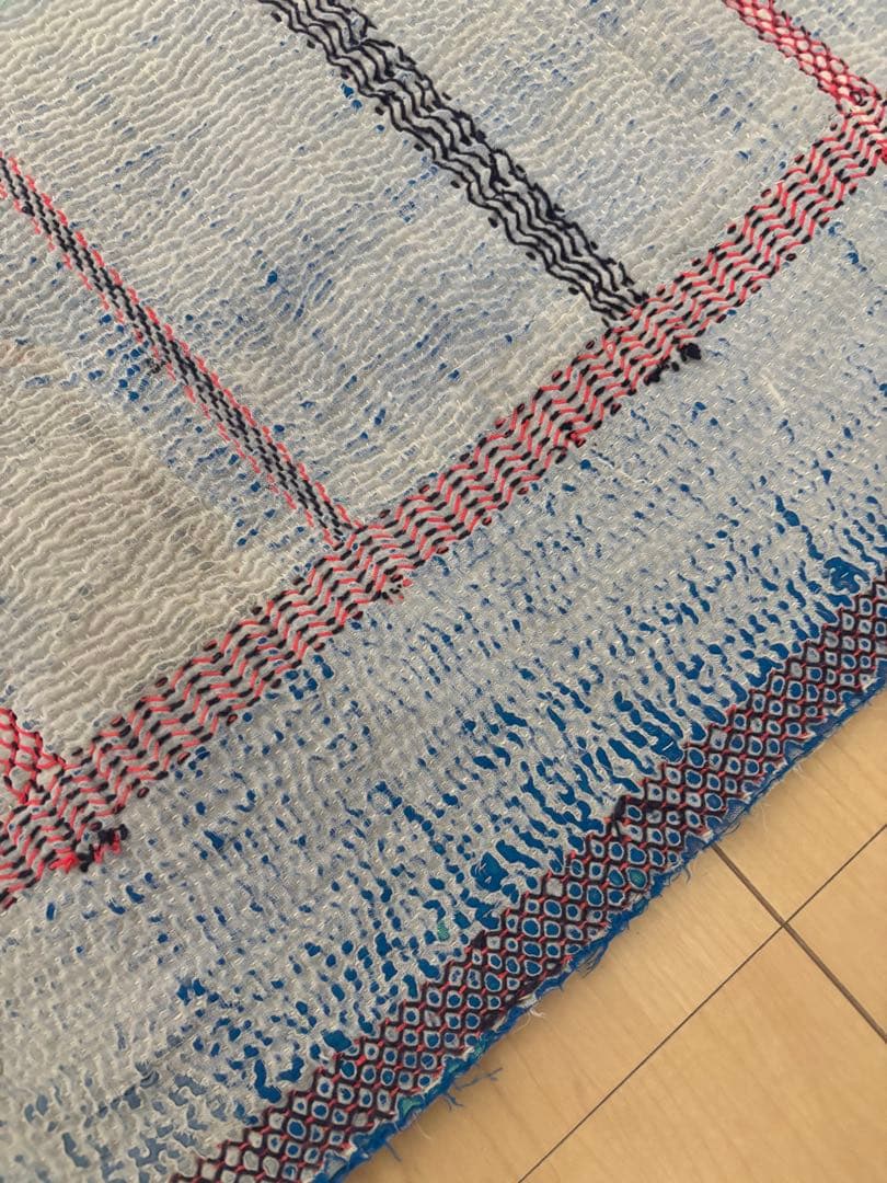 ヴィンテージ　ラリーキルト　ホワイトカンタ　刺繍　リバーシブル