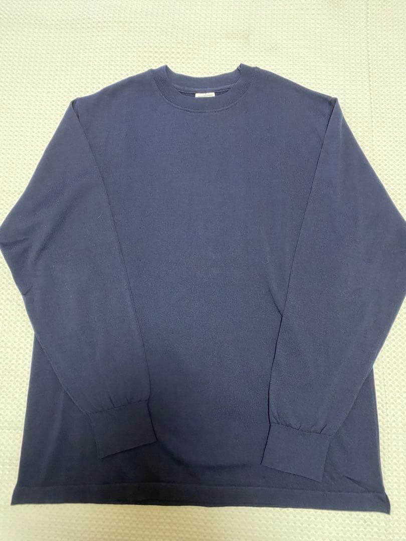 yonetomi NEW BASIC ネイビー クルーネック 長袖セーター美品❗️
