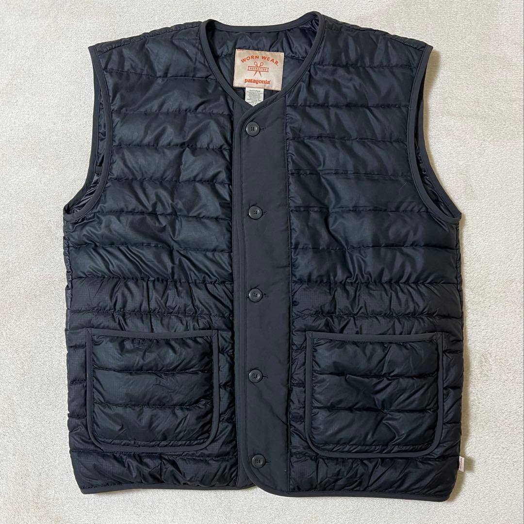 希少‼️黒‼️パタゴニア WORN WEAR ダウンベスト recrafted