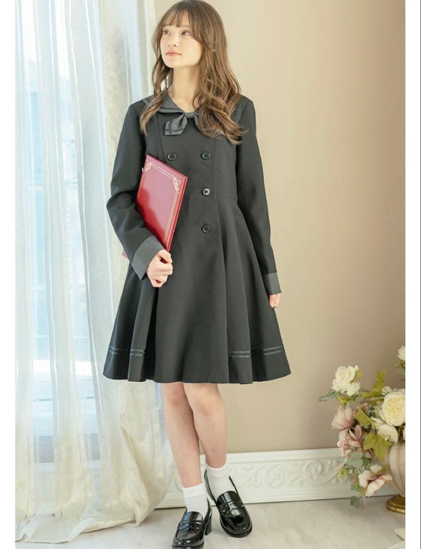 Michelle Alfred セーラー襟 長袖 ワンピース　黒　165cm