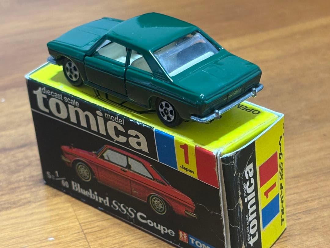 デ*ー様 黒箱最初期トミカ ブルーバード SSS クーペ　1Aホイール　緑　コピ