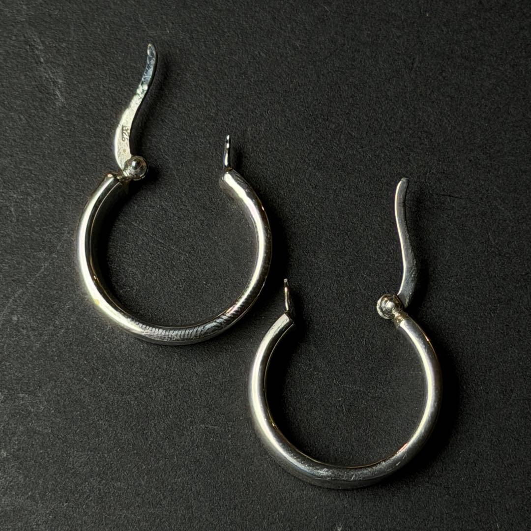 シルバー925 silver ワイドフープピアス/軽研磨仕上げ/両耳