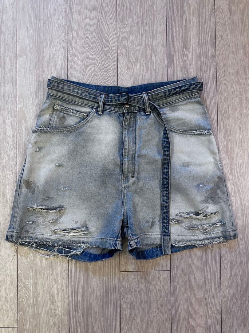 パンツ ANCELLM CRASH DENIM SHORTS size2