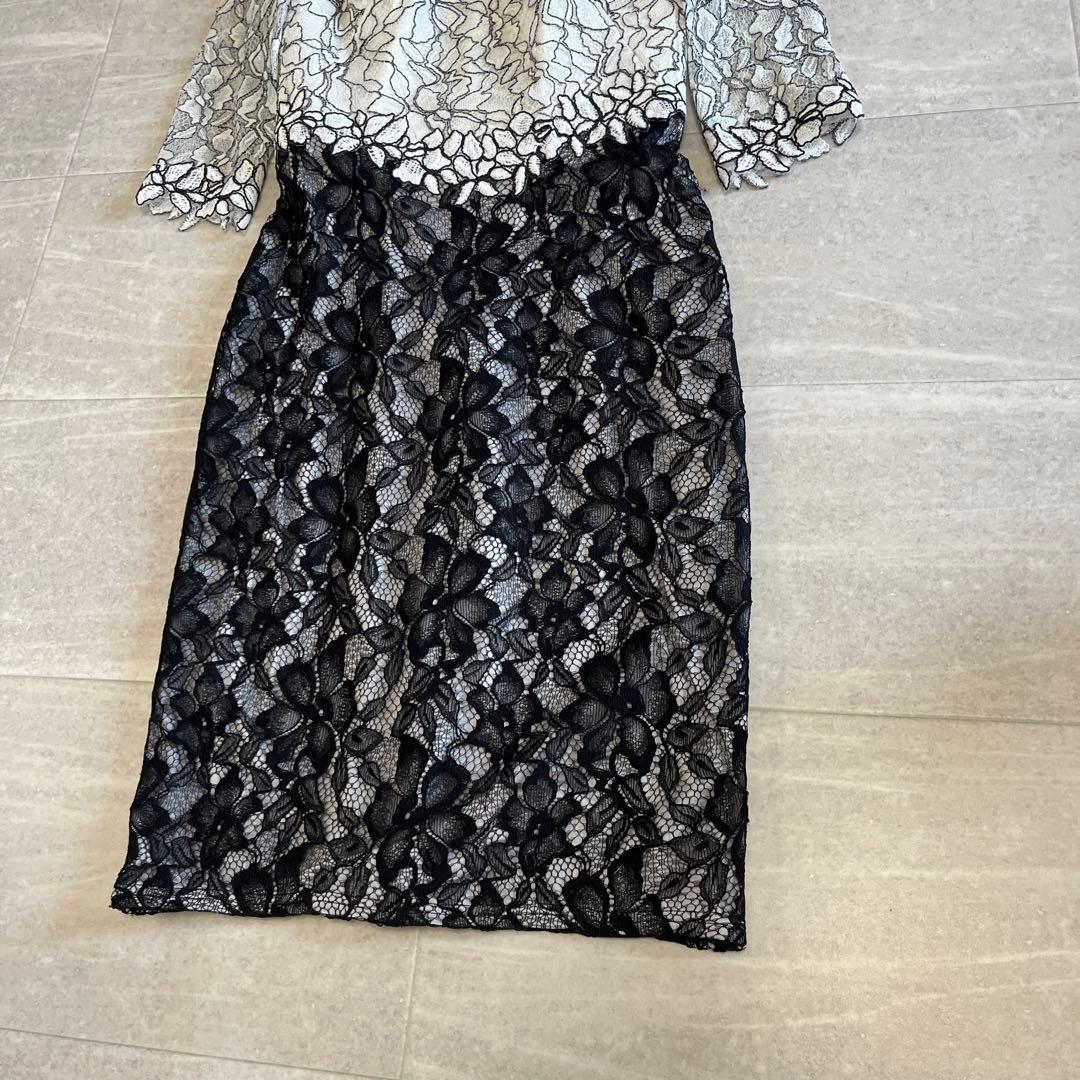 タダシショージ　オフショルダー レース パーティードレス