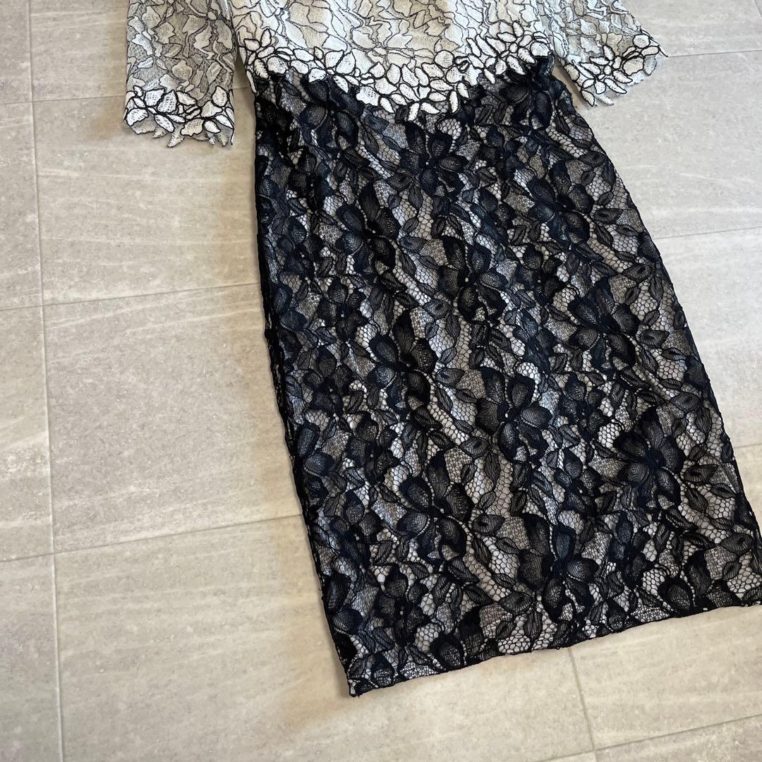 タダシショージ　オフショルダー レース パーティードレス