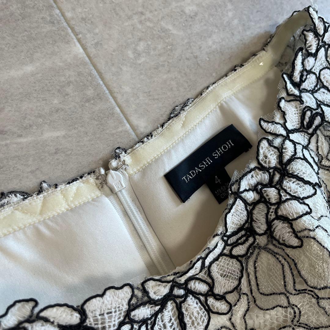 タダシショージ　オフショルダー レース パーティードレス