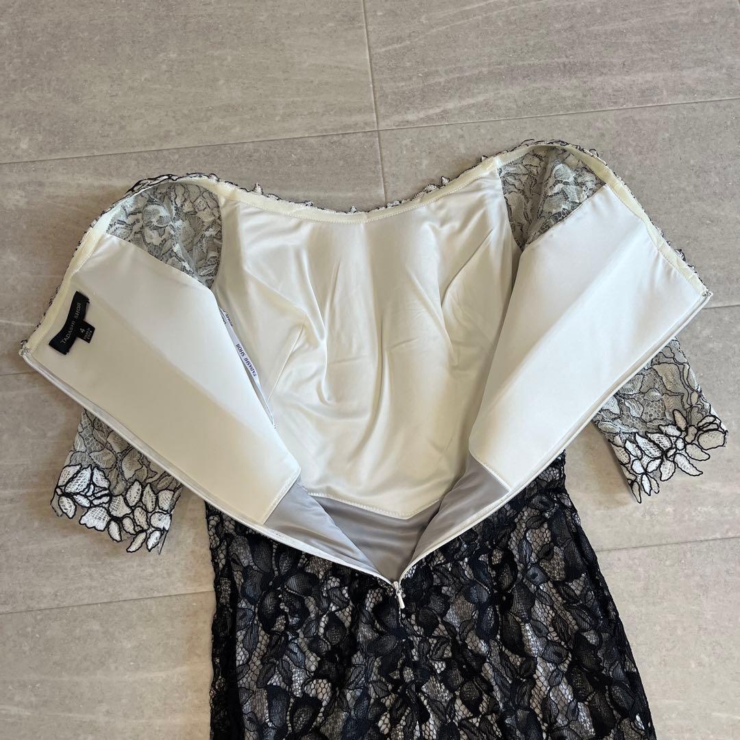 タダシショージ　オフショルダー レース パーティードレス