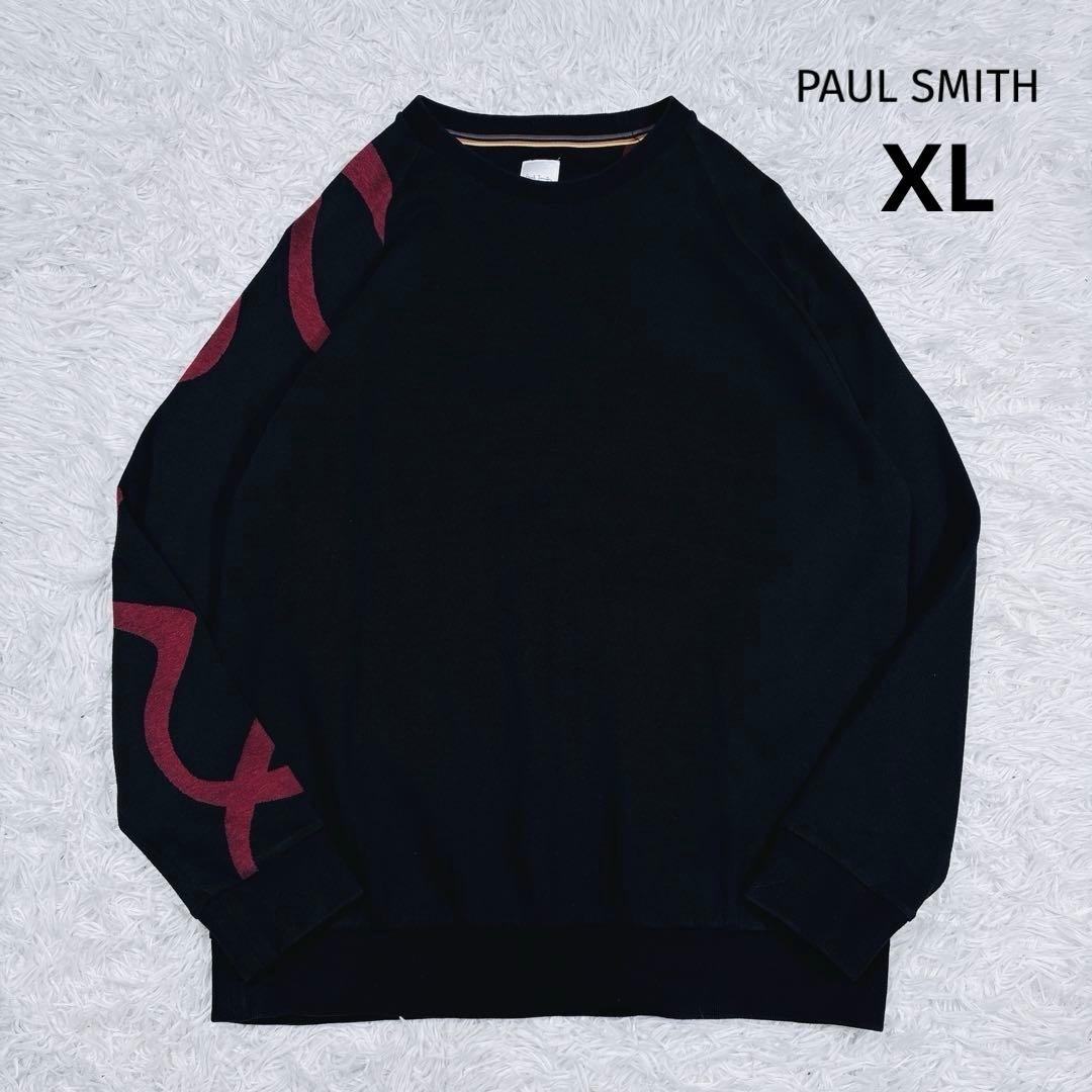 美品✨ポールスミス　スウェット　ビックロゴ　スリーブデザイン　黒　XL