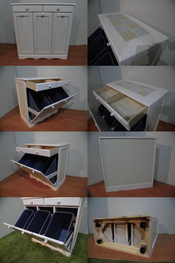 送料無料/アウトレット/新品★カントリー調★分別ダストボックス（3分別）ホワイト