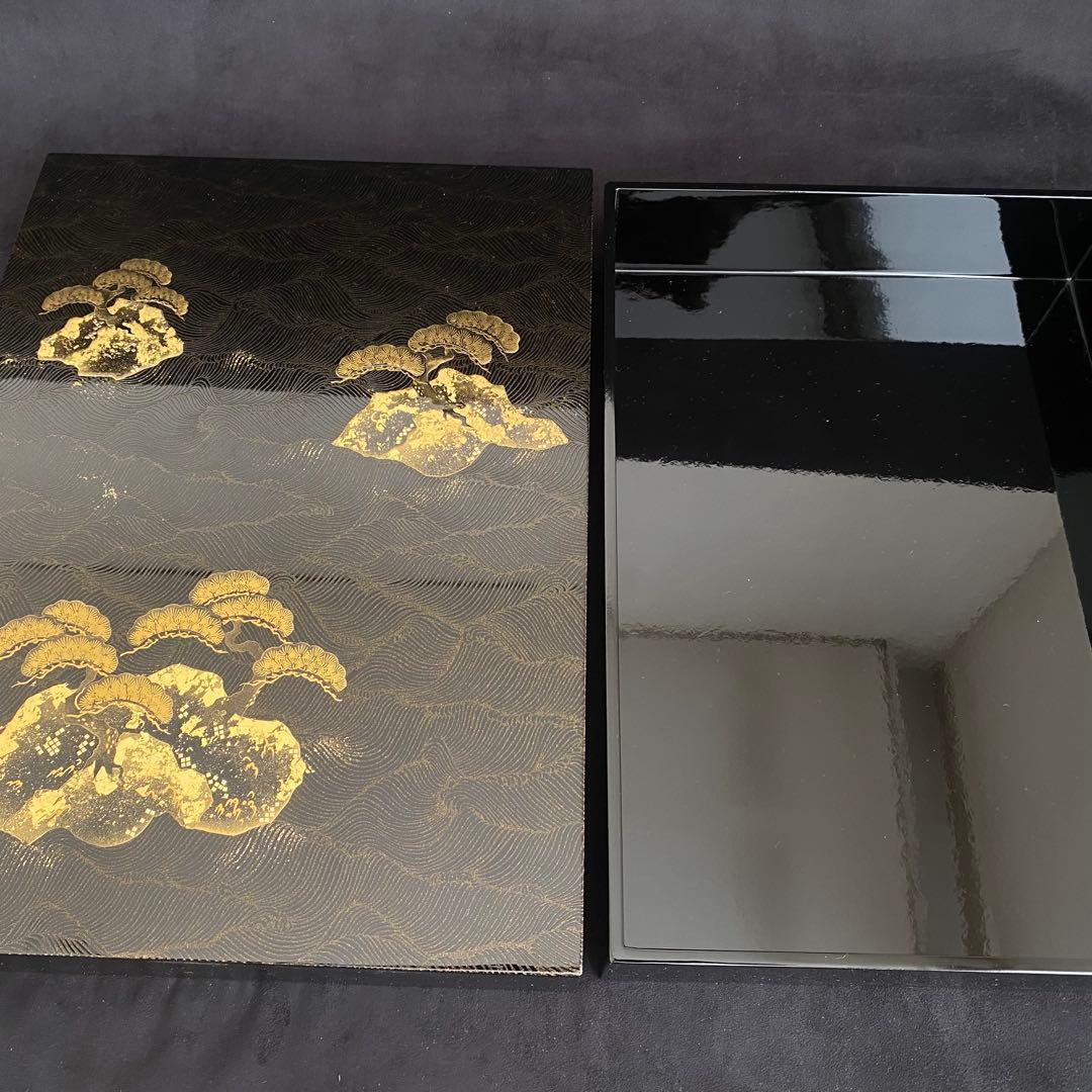 【美品】硯箱 文庫 木製 漆塗り　漆器 蒔絵　道具箱　小物入れ　伝統工芸品　松島