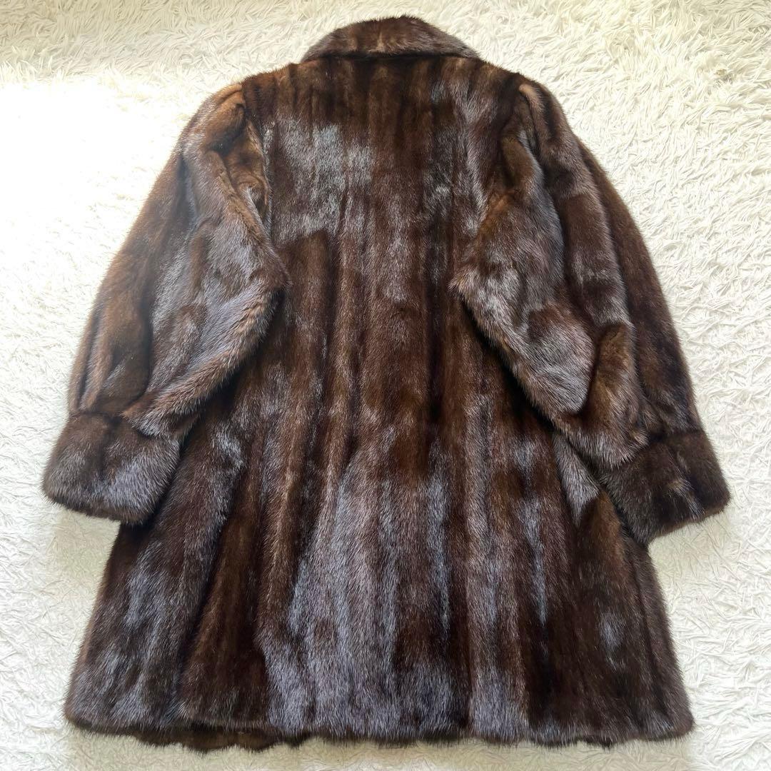 総丈90cm 袖太デザイン デミバフミンク エンバ リアルファーコート 毛皮 艶
