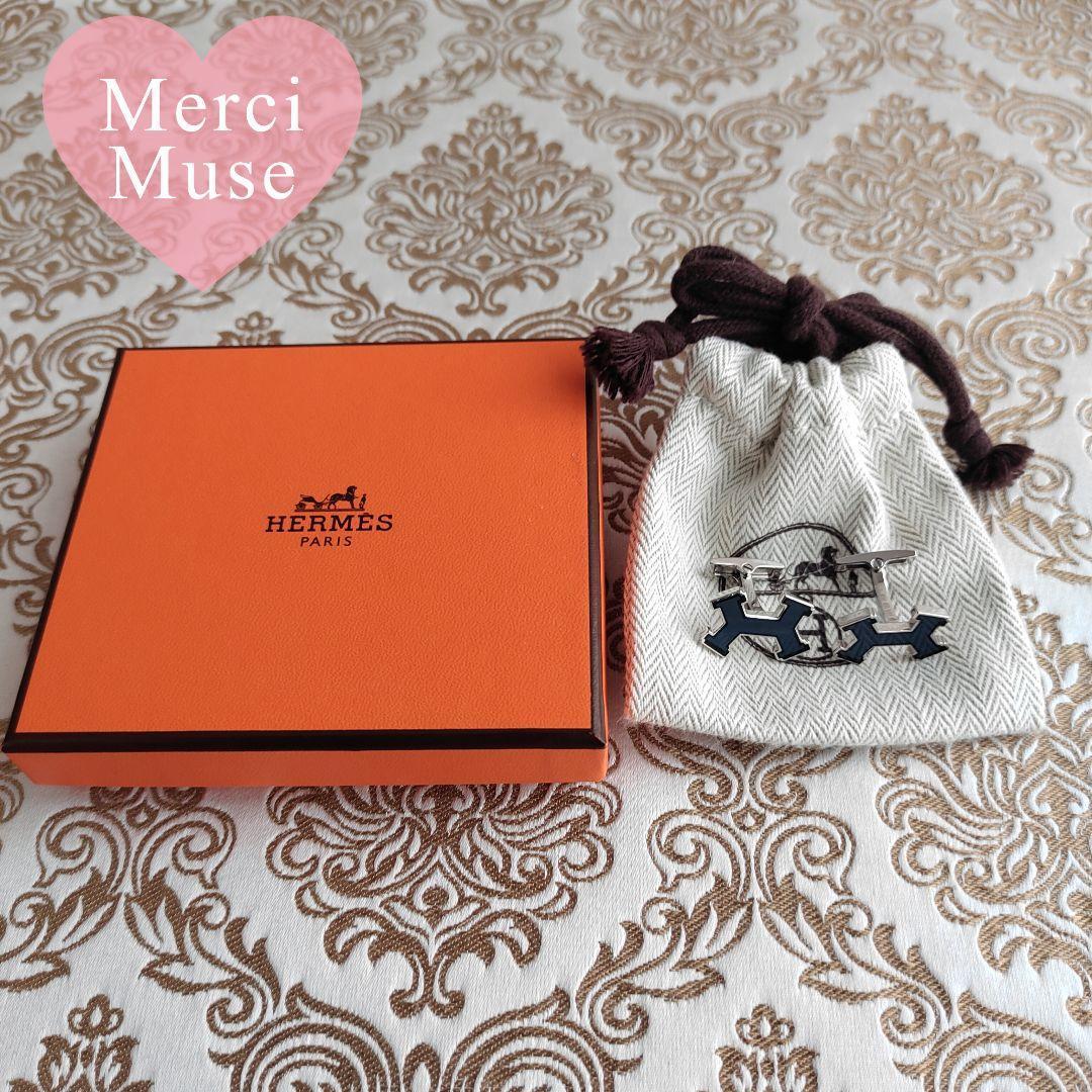 ❤お得なお品❤ストリートH カフス ネイビーｘシルバー金具 エルメス 箱付き