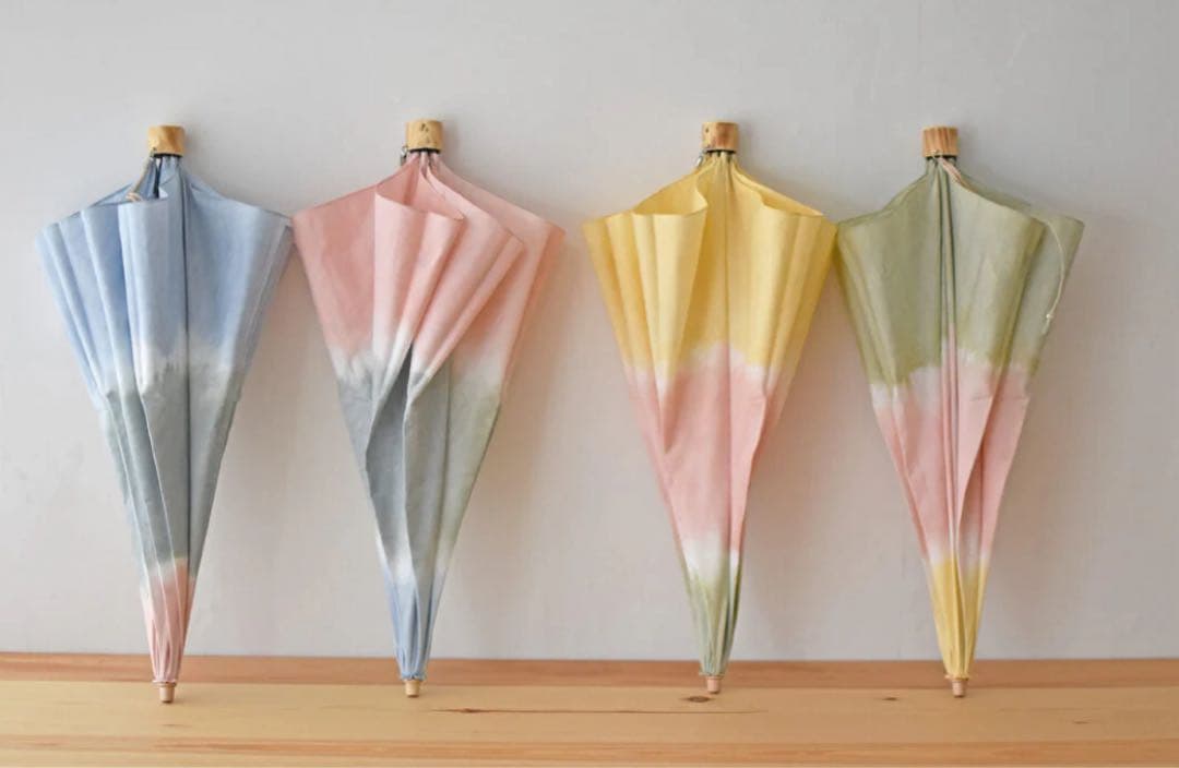 レディース ベンガラ染 晴雨兼用 UVカット 日傘 ２段折りたたみ傘 小宮商店