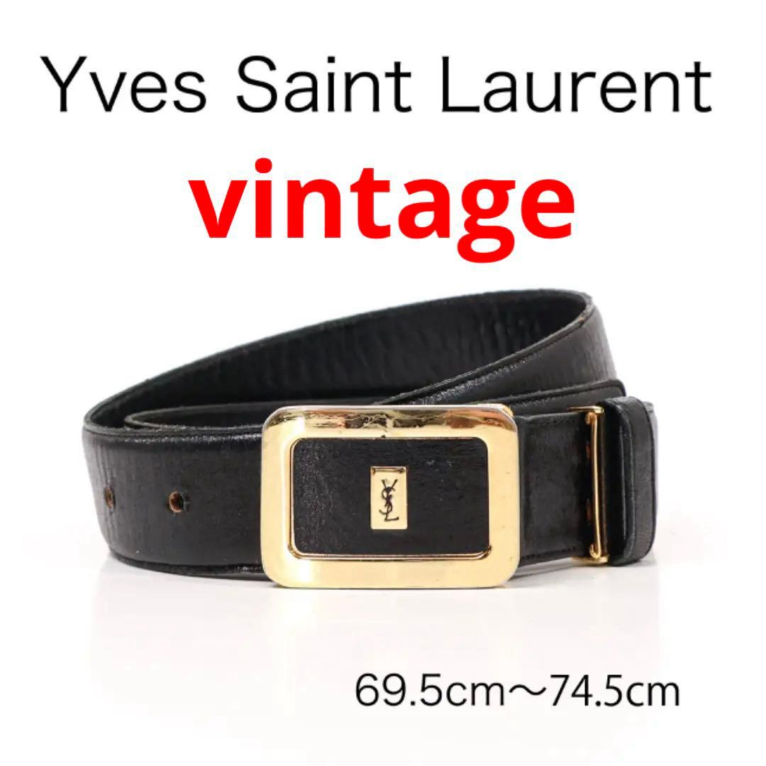 H3579S◾️ヴィンテージ イヴサンローラン　レザーベルト　ロゴベルト