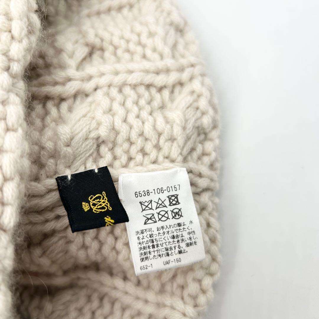 未使用級✨ドゥロワー カシミヤ100% フォックスファー アラン ニットキャップ