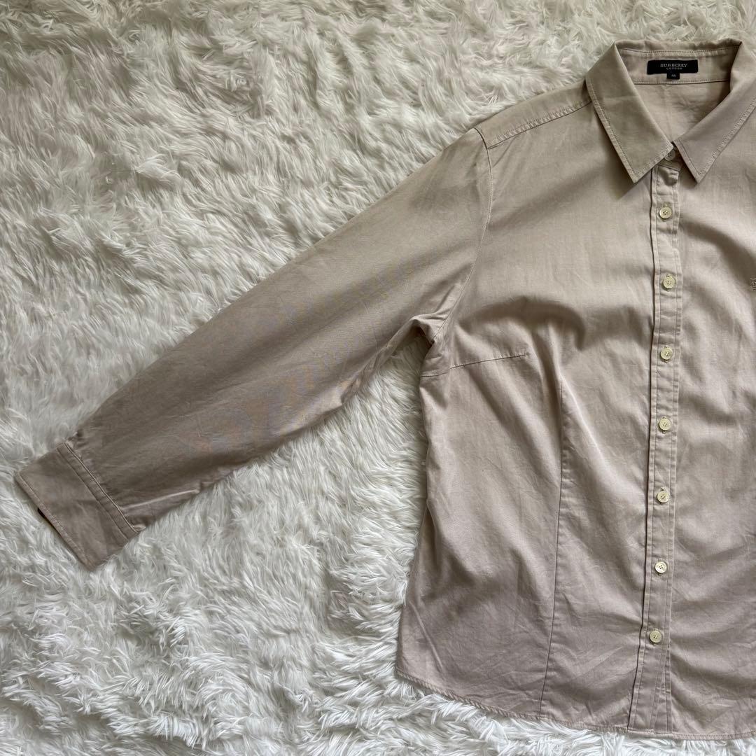 美品 BURBERRY バーバリー コットンシャツ ベージュ ノバチェック 46