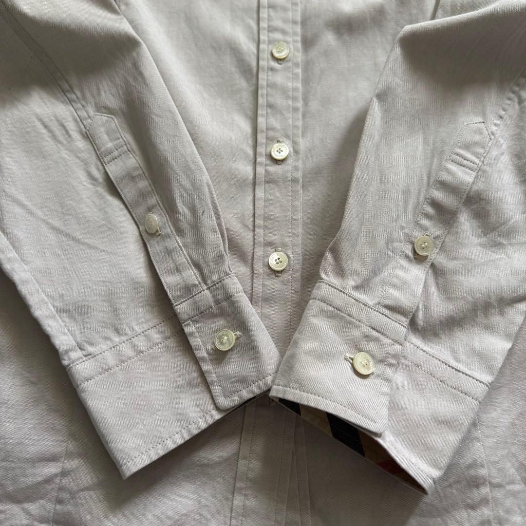 美品 BURBERRY バーバリー コットンシャツ ベージュ ノバチェック 46