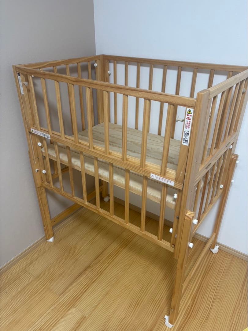 かつどん 大和屋　トール　木製 2段式ベビーベッド 安全ガード付き