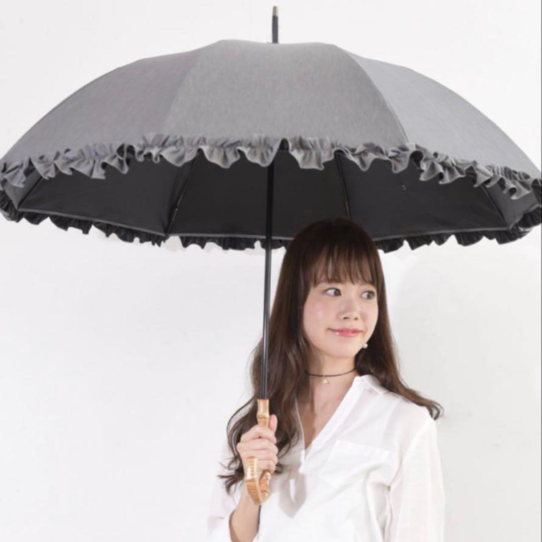 サンバリア100 日傘 長傘 フリル長傘 M　フロスト