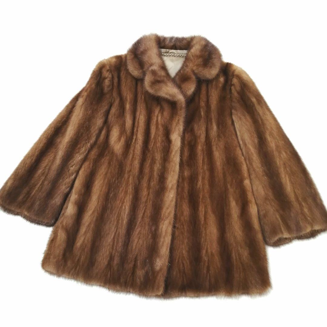 デミバフミンク　毛皮 コート　フレア　ゆったり　リアルファー　毛並み良好　高級